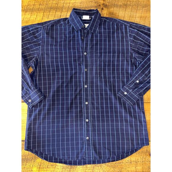 Mens‎ Luciana Barbera Blue Dark Purple Soft Made in Italy Button Down Shirt L - Picture 1 of 6
